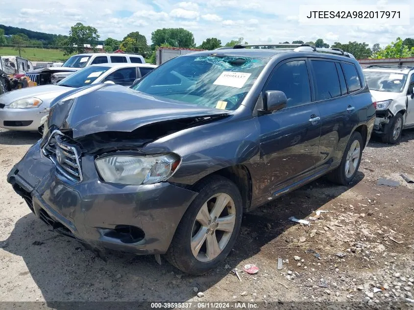 2008 Toyota Highlander Limited VIN: JTEES42A982017971 Lot: 39595337