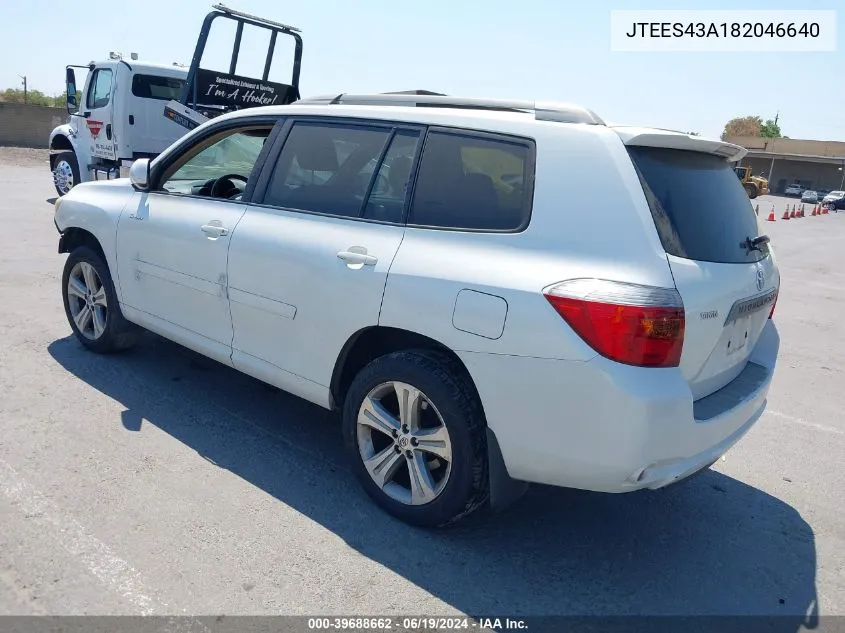 JTEES43A182046640 2008 Toyota Highlander Sport