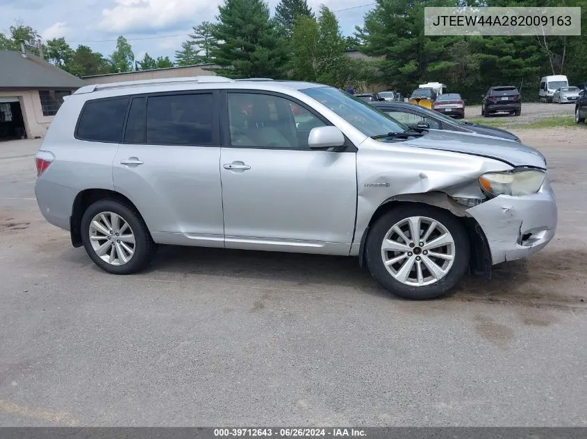 2008 Toyota Highlander Hybrid Limited VIN: JTEEW44A282009163 Lot: 39712643