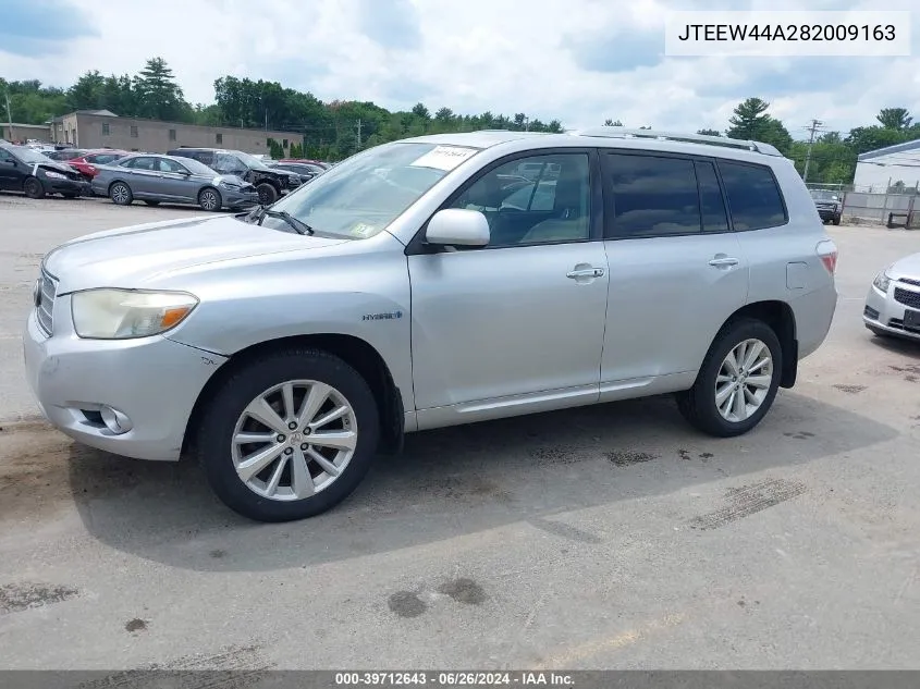 2008 Toyota Highlander Hybrid Limited VIN: JTEEW44A282009163 Lot: 39712643