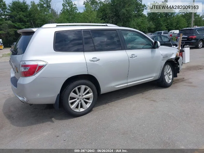 2008 Toyota Highlander Hybrid Limited VIN: JTEEW44A282009163 Lot: 39712643