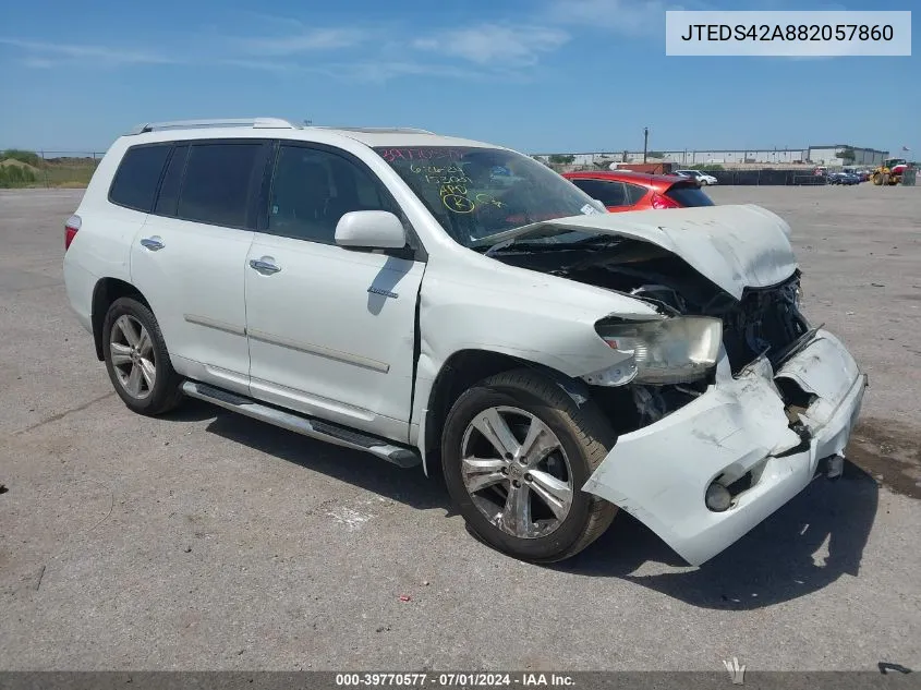 2008 Toyota Highlander Limited VIN: JTEDS42A882057860 Lot: 39770577