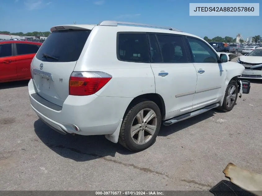 2008 Toyota Highlander Limited VIN: JTEDS42A882057860 Lot: 39770577