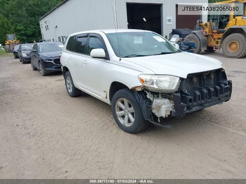 2008 Toyota Highlander VIN: JTEES41A382065080 Lot: 39772190