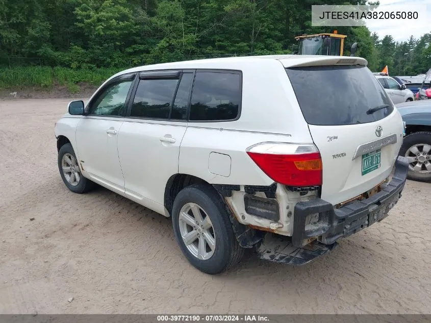 2008 Toyota Highlander VIN: JTEES41A382065080 Lot: 39772190