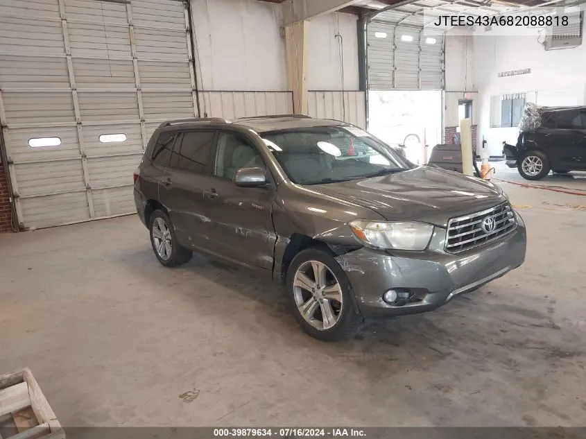 2008 Toyota Highlander Sport VIN: JTEES43A682088818 Lot: 39879634