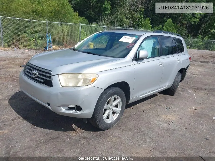 JTEDS41A182031926 2008 Toyota Highlander