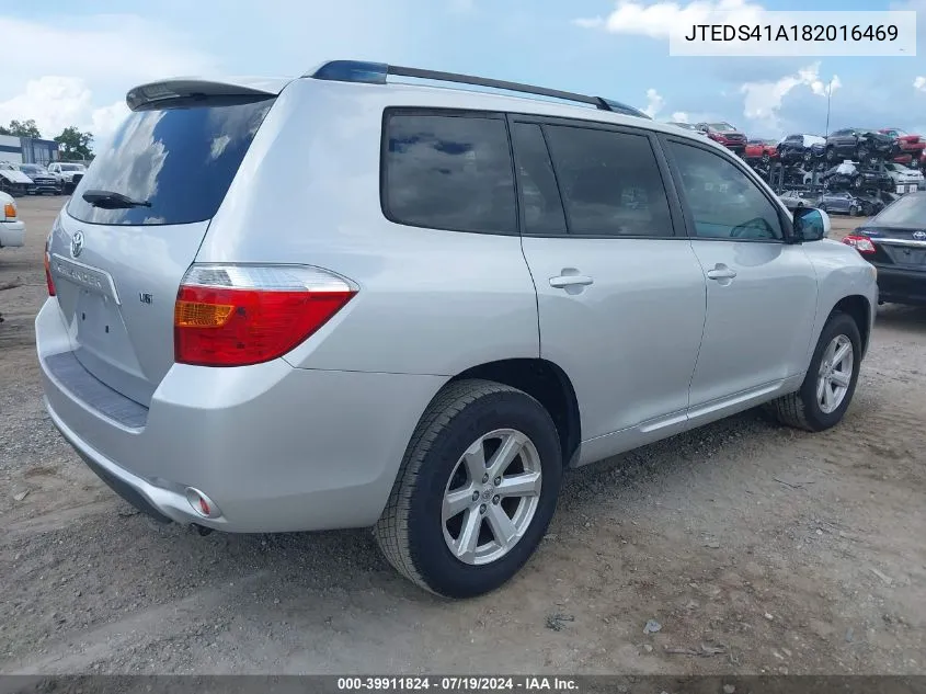 2008 Toyota Highlander VIN: JTEDS41A182016469 Lot: 39911824