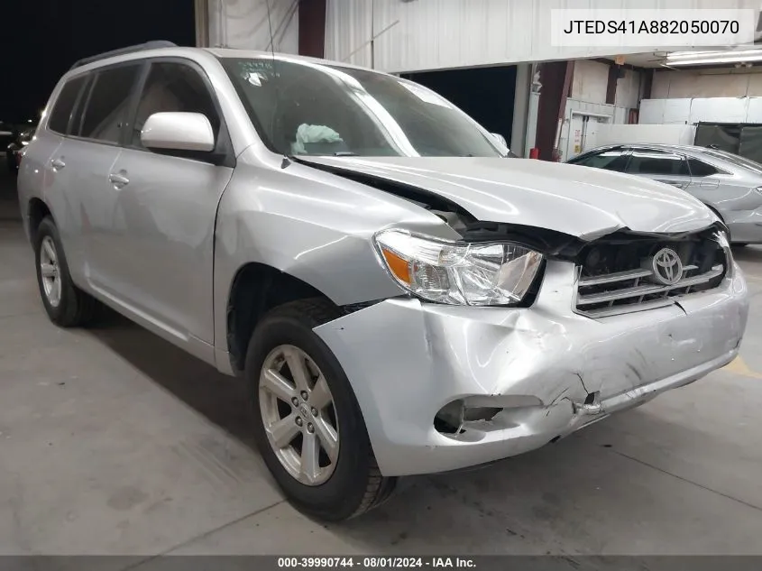 2008 Toyota Highlander VIN: JTEDS41A882050070 Lot: 39990744