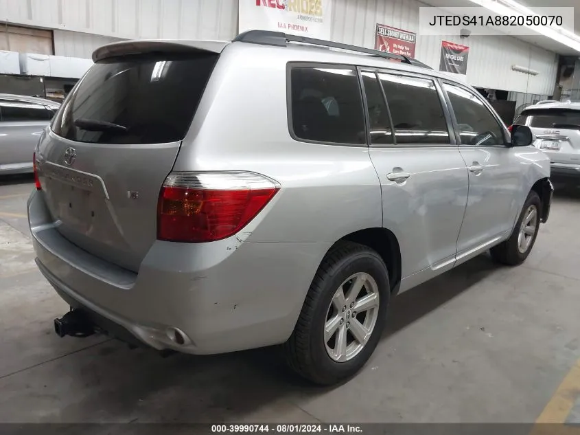 2008 Toyota Highlander VIN: JTEDS41A882050070 Lot: 39990744