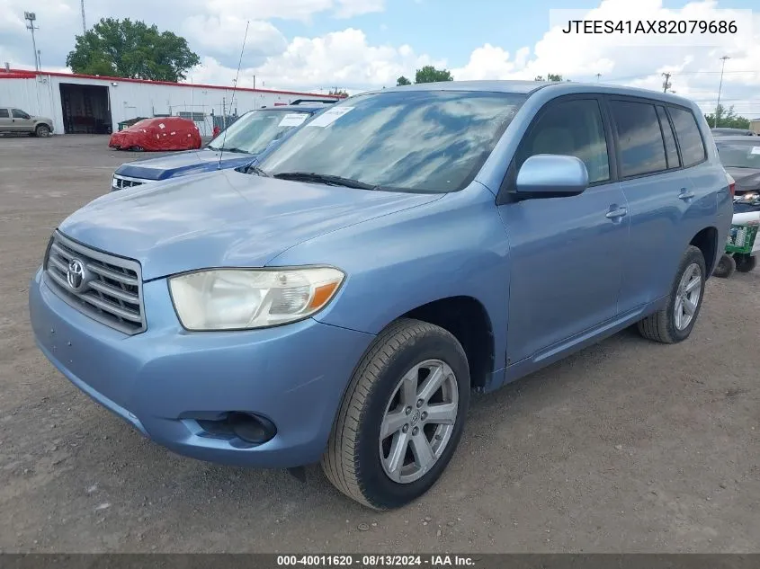 2008 Toyota Highlander VIN: JTEES41AX82079686 Lot: 40011620