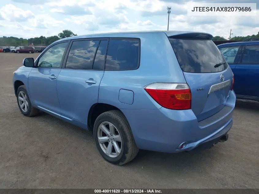 2008 Toyota Highlander VIN: JTEES41AX82079686 Lot: 40011620