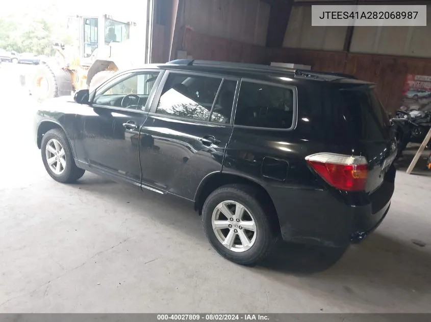 2008 Toyota Highlander VIN: JTEES41A282068987 Lot: 40027809