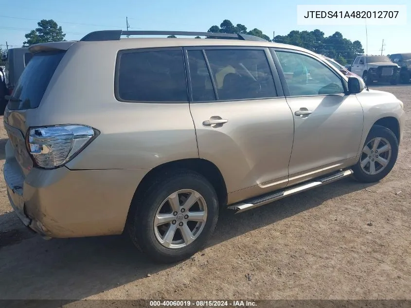 JTEDS41A482012707 2008 Toyota Highlander