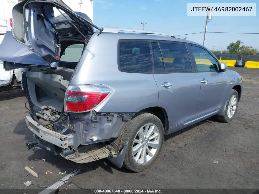 JTEEW44A982002467 2008 Toyota Highlander Hybrid Limited