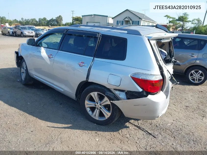 2008 Toyota Highlander Sport VIN: JTEES43A282010925 Lot: 40102956