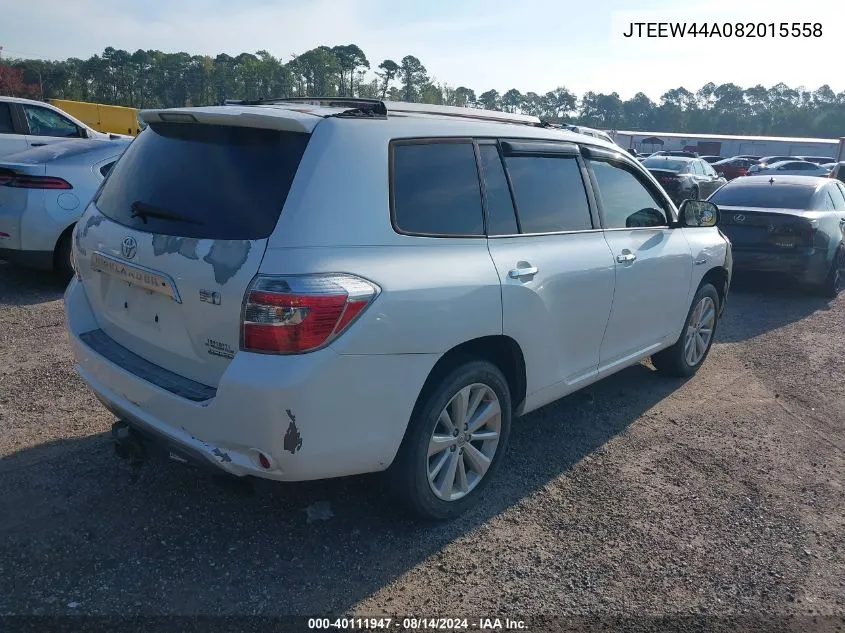 2008 Toyota Highlander Hybrid Limited VIN: JTEEW44A082015558 Lot: 40111947