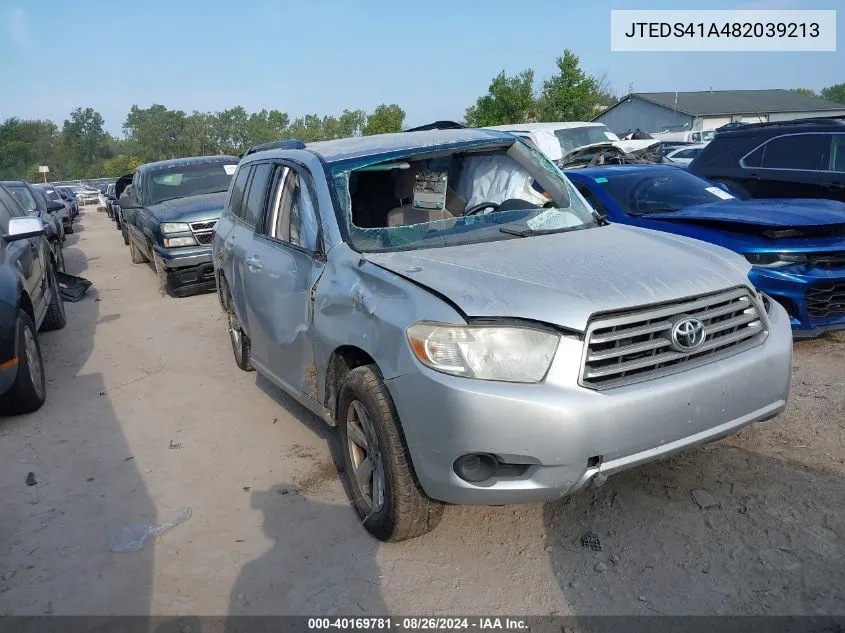 2008 Toyota Highlander VIN: JTEDS41A482039213 Lot: 40169781