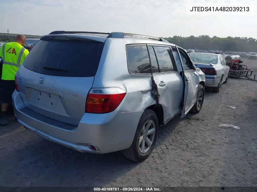 2008 Toyota Highlander VIN: JTEDS41A482039213 Lot: 40169781