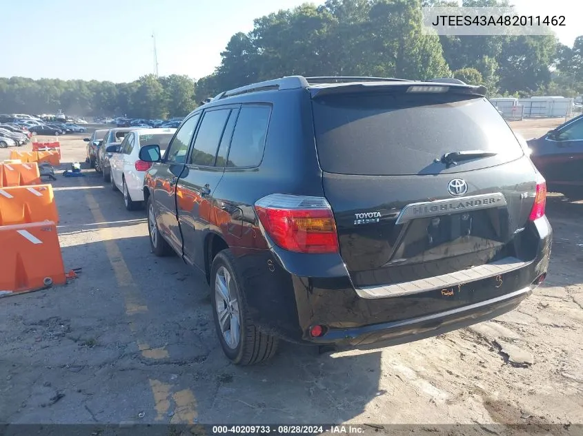 2008 Toyota Highlander Sport VIN: JTEES43A482011462 Lot: 40209733