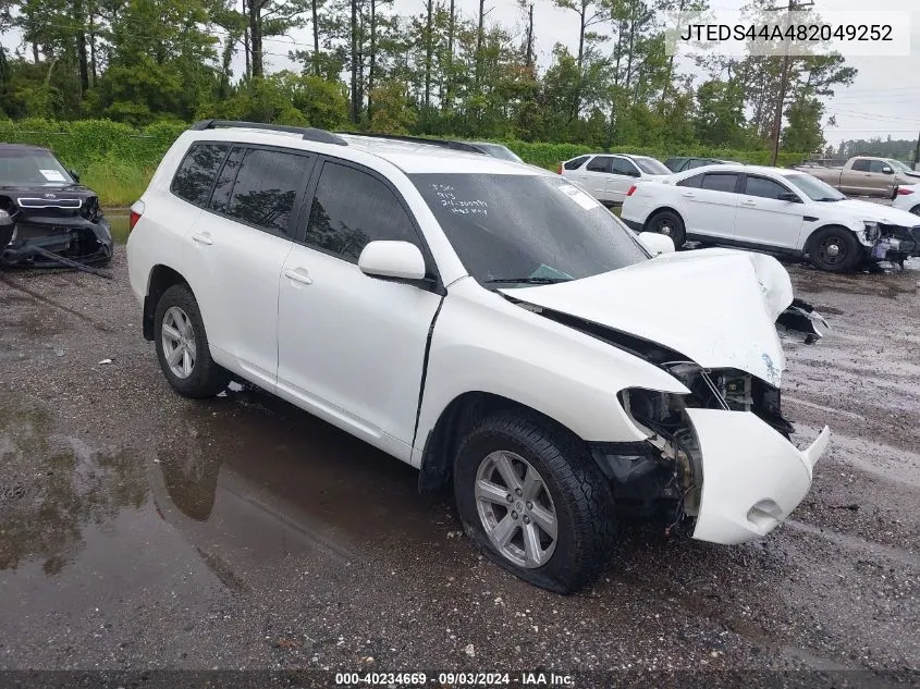 2008 Toyota Highlander VIN: JTEDS44A482049252 Lot: 40234669