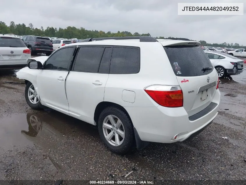 2008 Toyota Highlander VIN: JTEDS44A482049252 Lot: 40234669