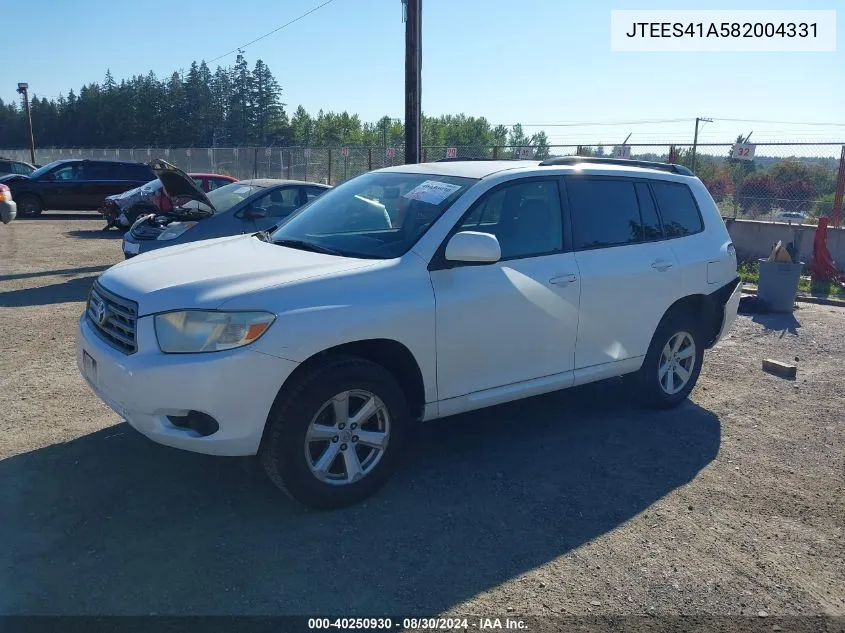 JTEES41A582004331 2008 Toyota Highlander