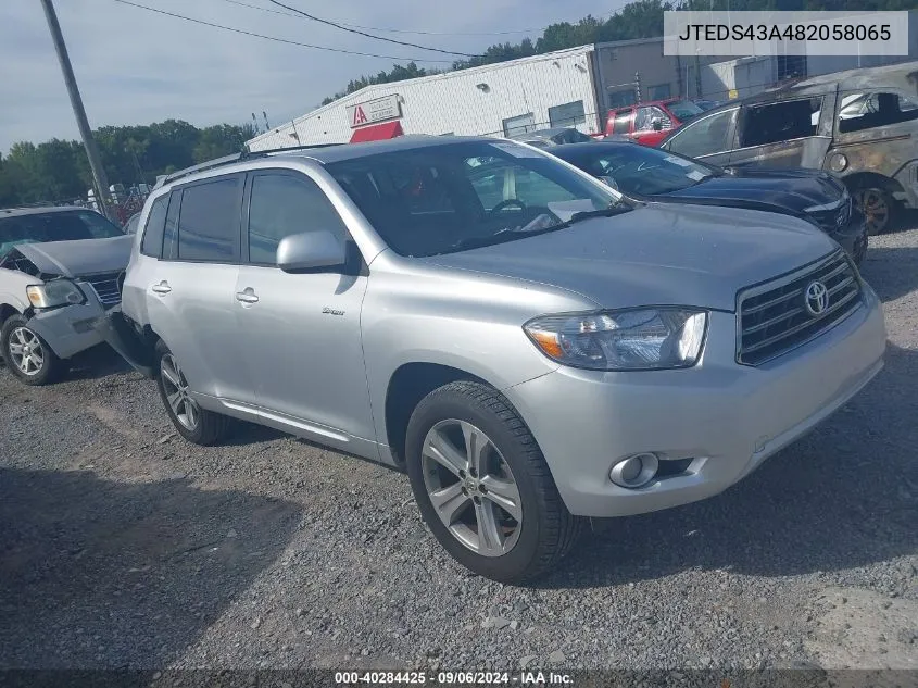 2008 Toyota Highlander Sport VIN: JTEDS43A482058065 Lot: 40284425