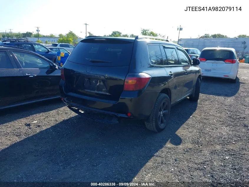 2008 Toyota Highlander VIN: JTEES41A982079114 Lot: 40286338