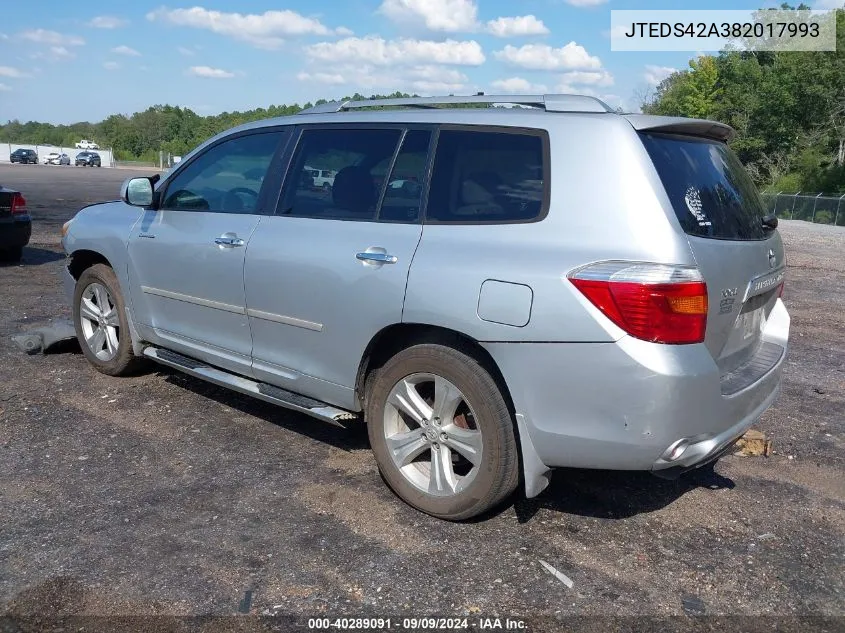 JTEDS42A382017993 2008 Toyota Highlander Limited