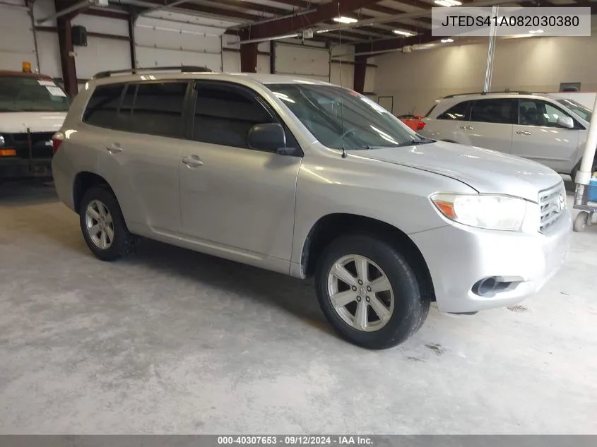 2008 Toyota Highlander VIN: JTEDS41A082030380 Lot: 40307653