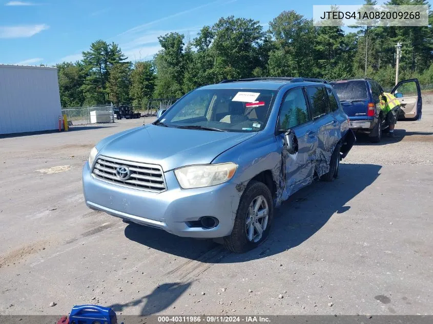 2008 Toyota Highlander VIN: JTEDS41A082009268 Lot: 40311986