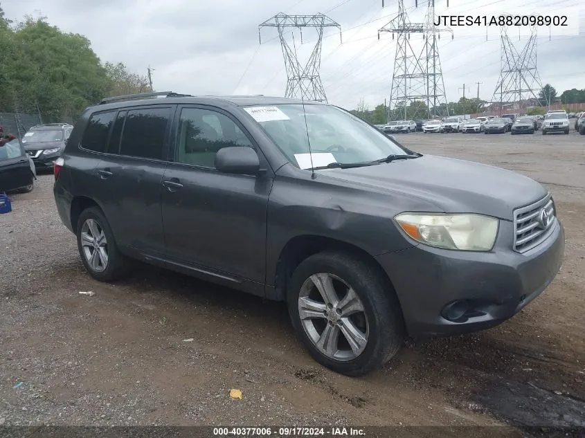 2008 Toyota Highlander VIN: JTEES41A882098902 Lot: 40377006