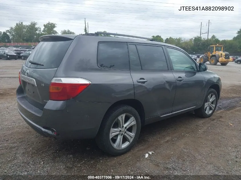 2008 Toyota Highlander VIN: JTEES41A882098902 Lot: 40377006