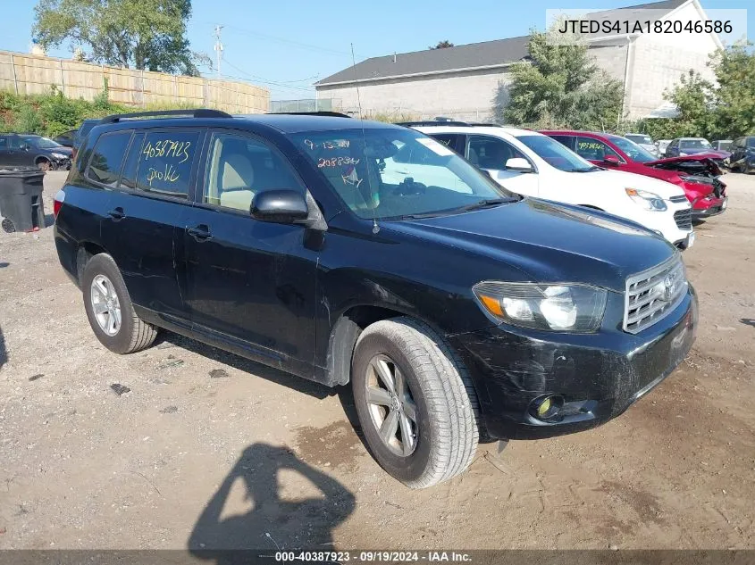 2008 Toyota Highlander VIN: JTEDS41A182046586 Lot: 40387923