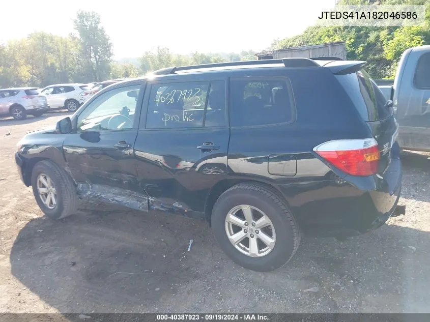 2008 Toyota Highlander VIN: JTEDS41A182046586 Lot: 40387923