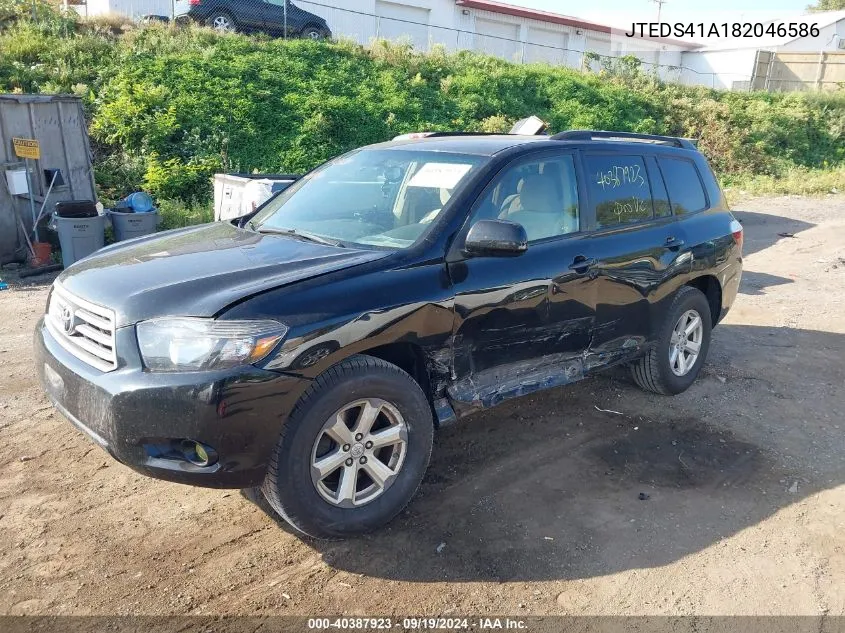 2008 Toyota Highlander VIN: JTEDS41A182046586 Lot: 40387923