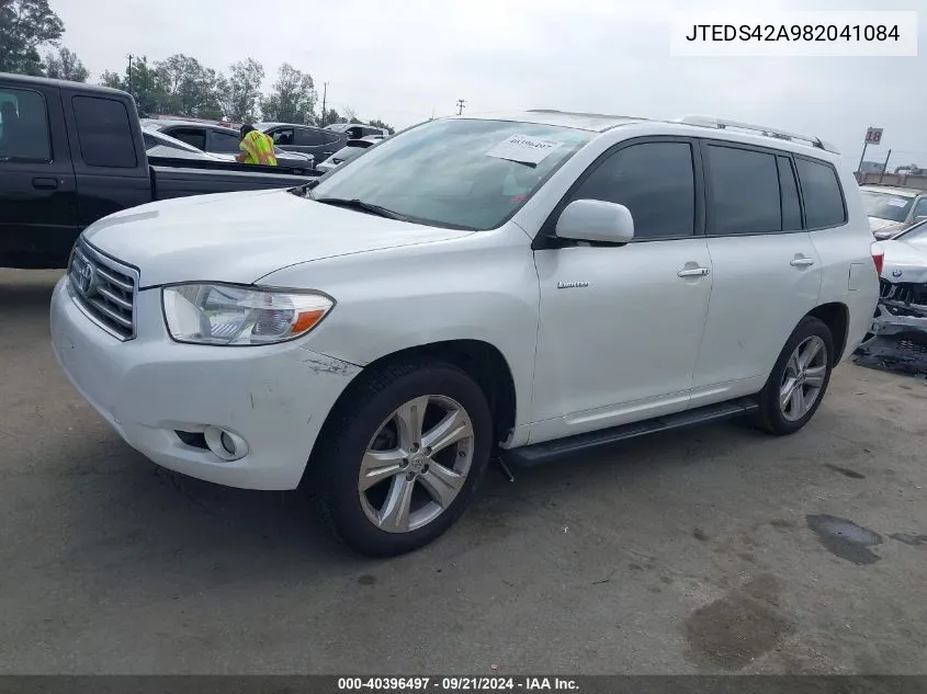 2008 Toyota Highlander Limited VIN: JTEDS42A982041084 Lot: 40396497