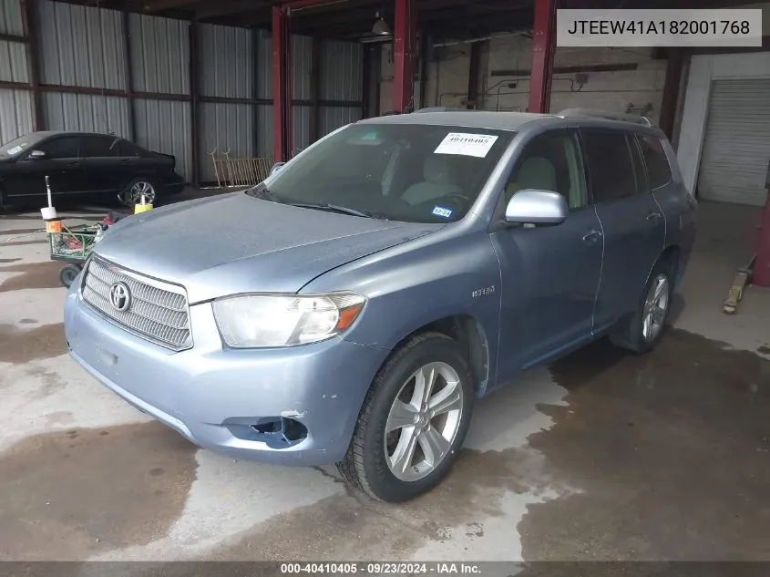 2008 Toyota Highlander Hybrid VIN: JTEEW41A182001768 Lot: 40410405