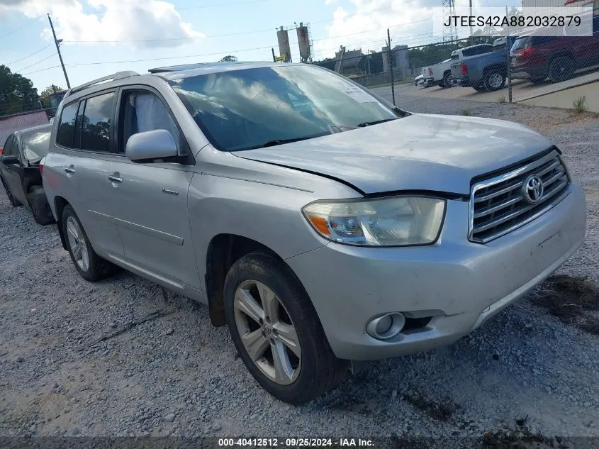 2008 Toyota Highlander Limited VIN: JTEES42A882032879 Lot: 40412512