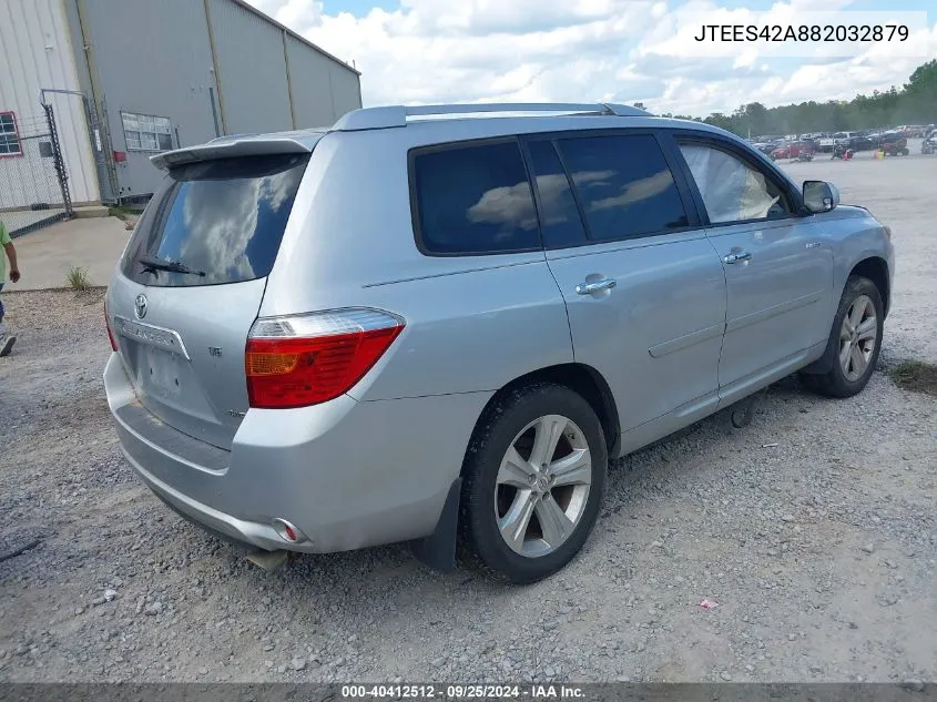 2008 Toyota Highlander Limited VIN: JTEES42A882032879 Lot: 40412512