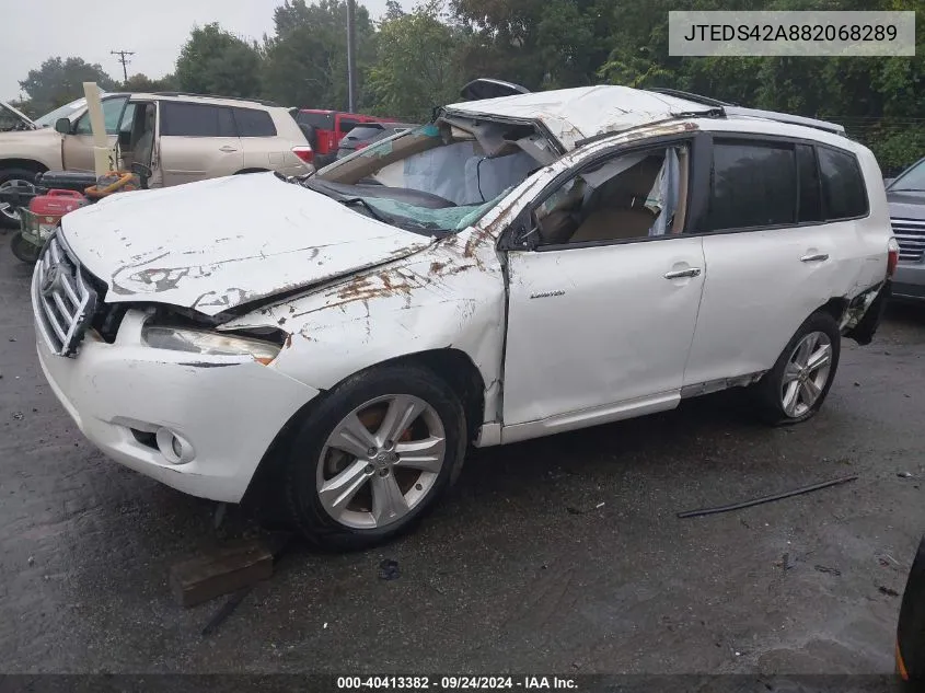 2008 Toyota Highlander Limited VIN: JTEDS42A882068289 Lot: 40413382