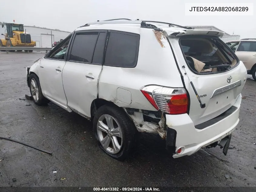 2008 Toyota Highlander Limited VIN: JTEDS42A882068289 Lot: 40413382