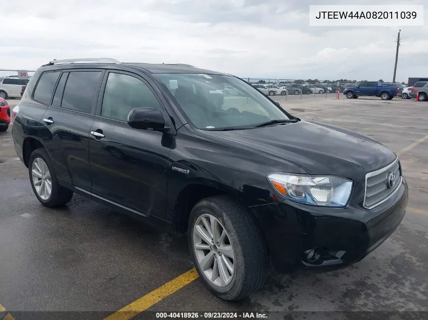 2008 Toyota Highlander Hybrid Limited VIN: JTEEW44A082011039 Lot: 40418926