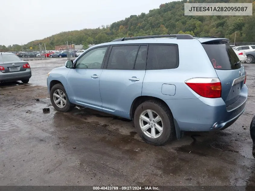 2008 Toyota Highlander VIN: JTEES41A282095087 Lot: 40423769