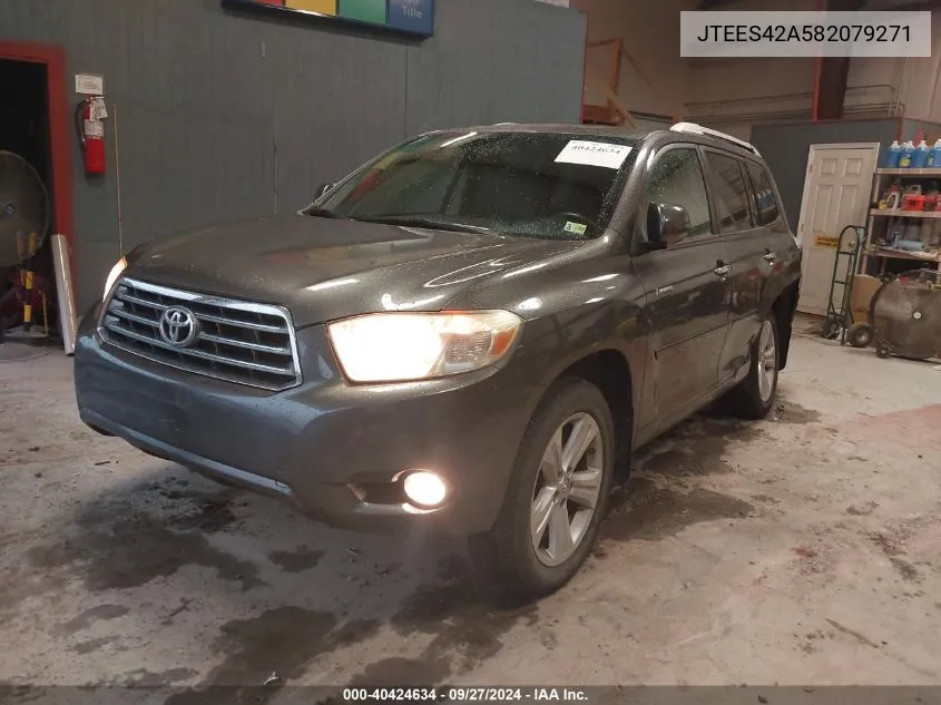 2008 Toyota Highlander Limited VIN: JTEES42A582079271 Lot: 40424634