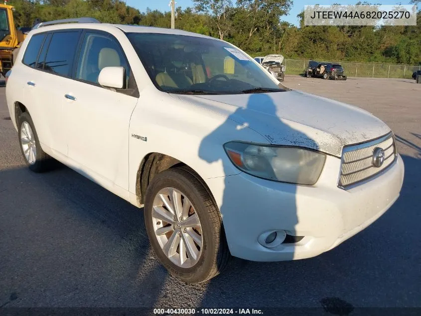 2008 Toyota Highlander Hybrid Limited VIN: JTEEW44A682025270 Lot: 40430030