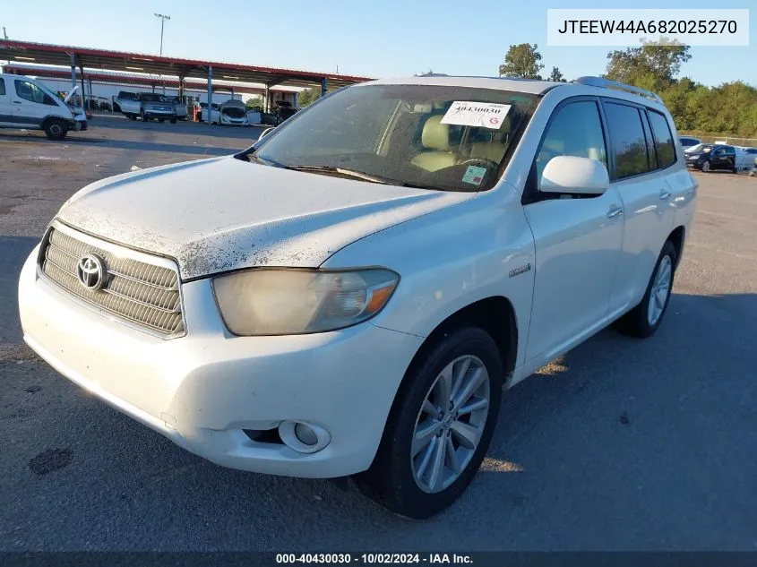 2008 Toyota Highlander Hybrid Limited VIN: JTEEW44A682025270 Lot: 40430030