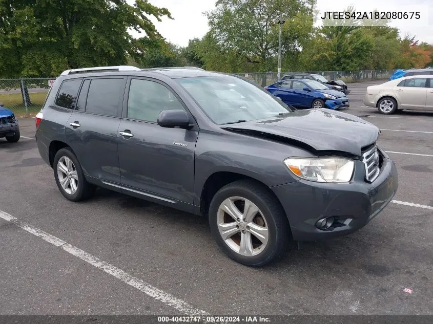 2008 Toyota Highlander Limited VIN: JTEES42A182080675 Lot: 40432747