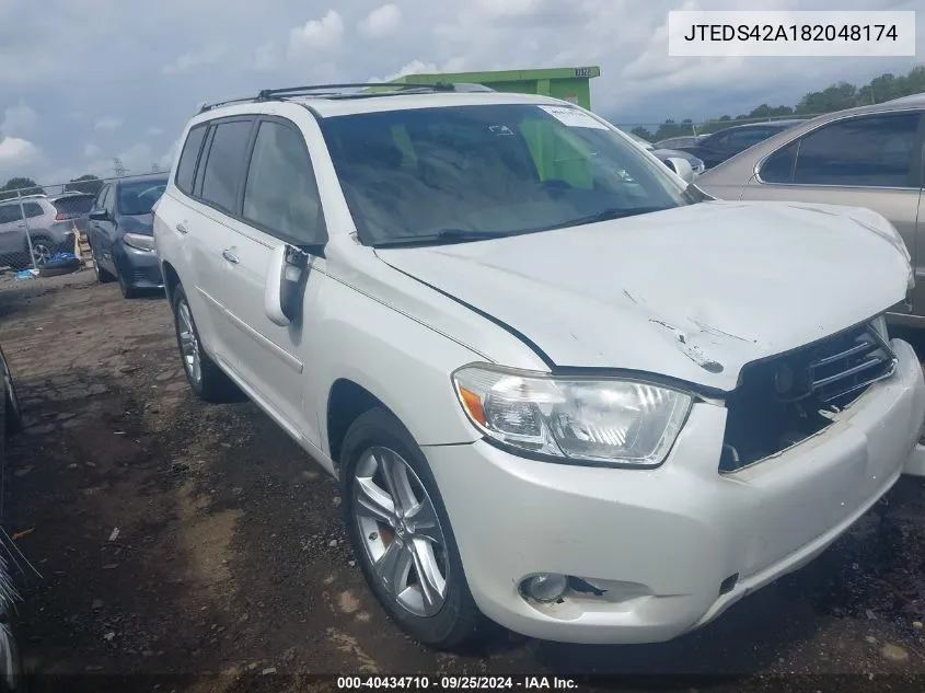 2008 Toyota Highlander Limited VIN: JTEDS42A182048174 Lot: 40434710